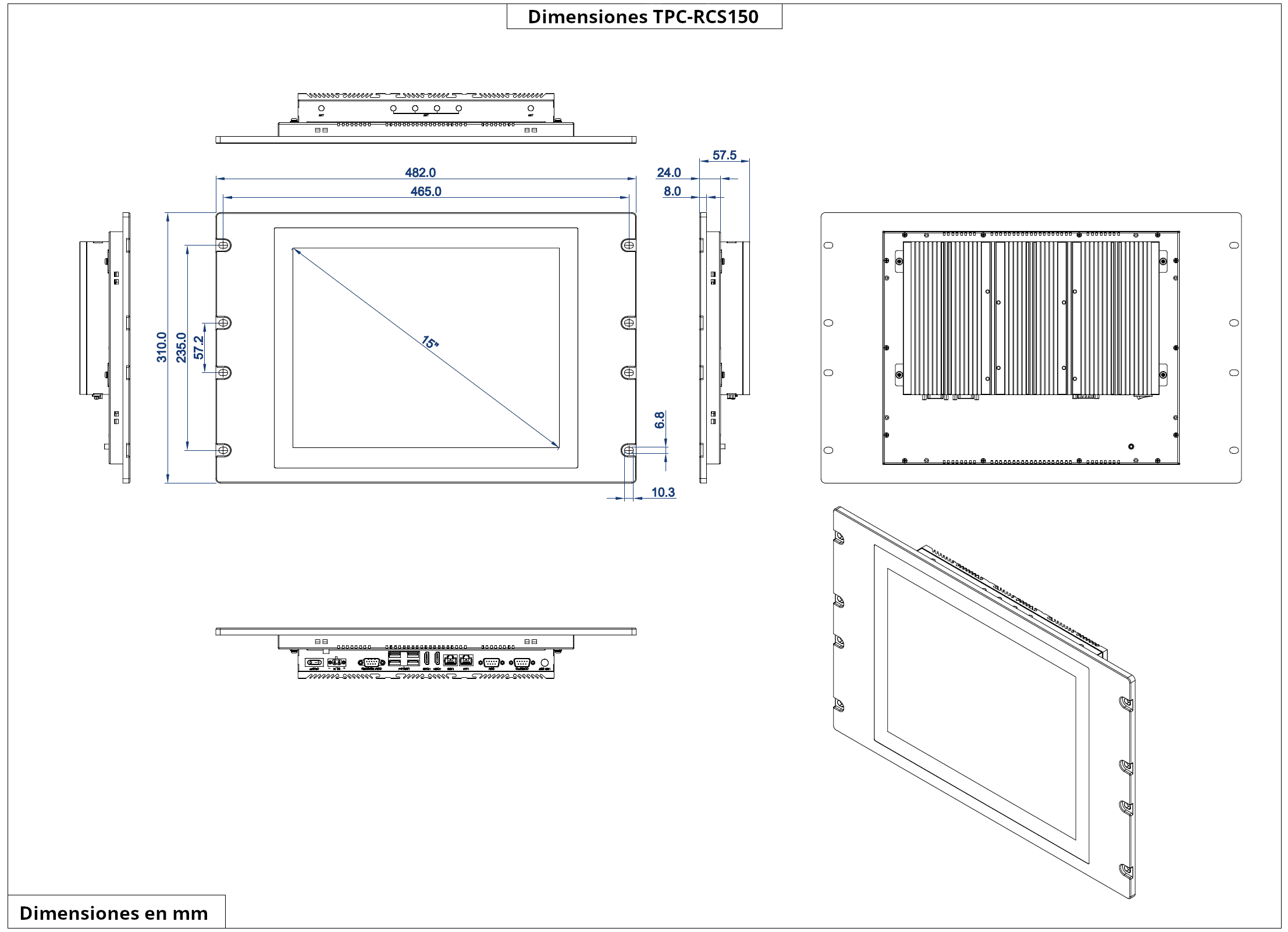 Dimensiones del producto TPC-RCS150